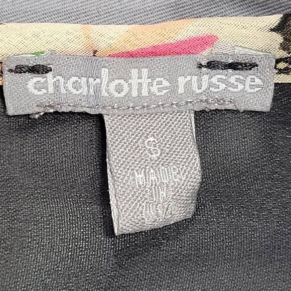 Charlotte Russe Black Floral Shirt NEW Long Sleeves Sheer Crop Blouse Women's S - Picture 4 of 9